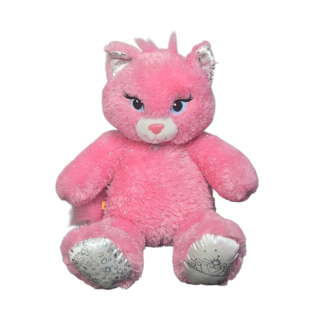 Build a Bear Workshop Pink Sassy Kitty White Heart